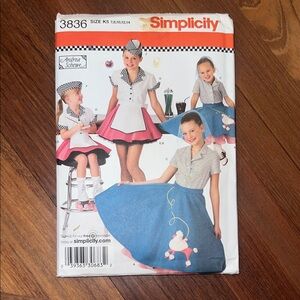 Simplicity Kids Circle Skirt Pattern in Blue and Pink with Poodle Appliqués